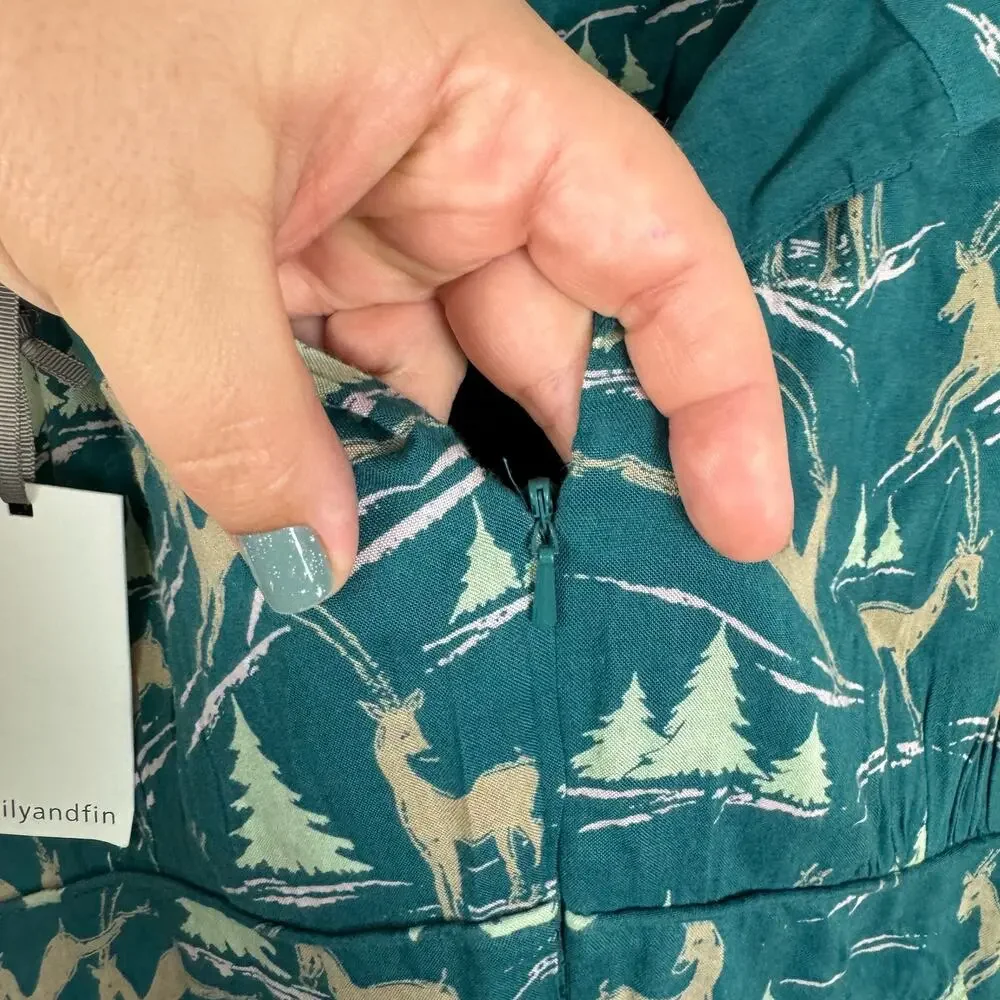 Teal Print Fit-and-Flare Dress - Brand Unknown - Picture 6 of 10